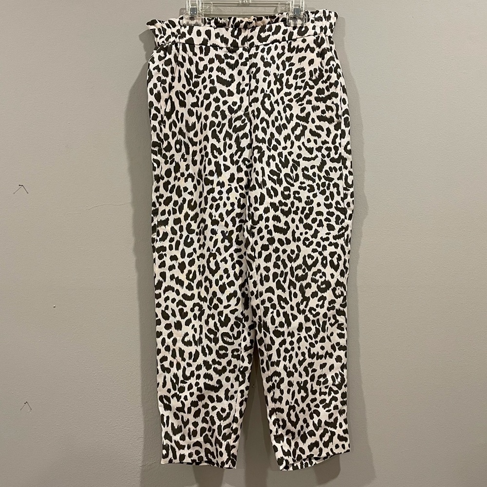 JCrew Linen Leopard Print Bucket Pants